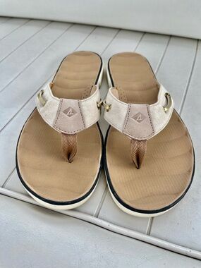 Sperry Cream Strap Tan Footbed Women's Flip-Flop Sandals